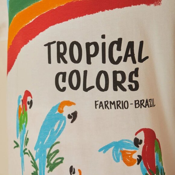NWT Farm Rio white tropical colors organic cotton oversized t-shirt - Picture 2 of 8